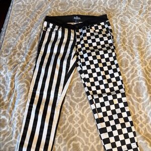 DAANG Royal Bones black and white split leg size 9 skinny fit jeans